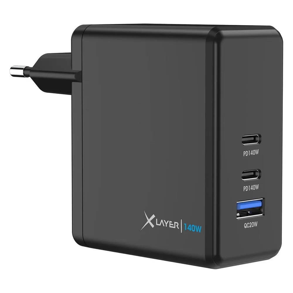 140W Power Charger schwarz 2x USB-C 1x USB-A GaN-Technologie