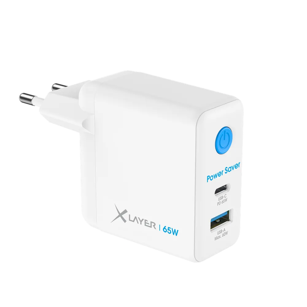 65W Power Saver Duales Ladegerät mit Strom-Stopp-Funktion, weiß