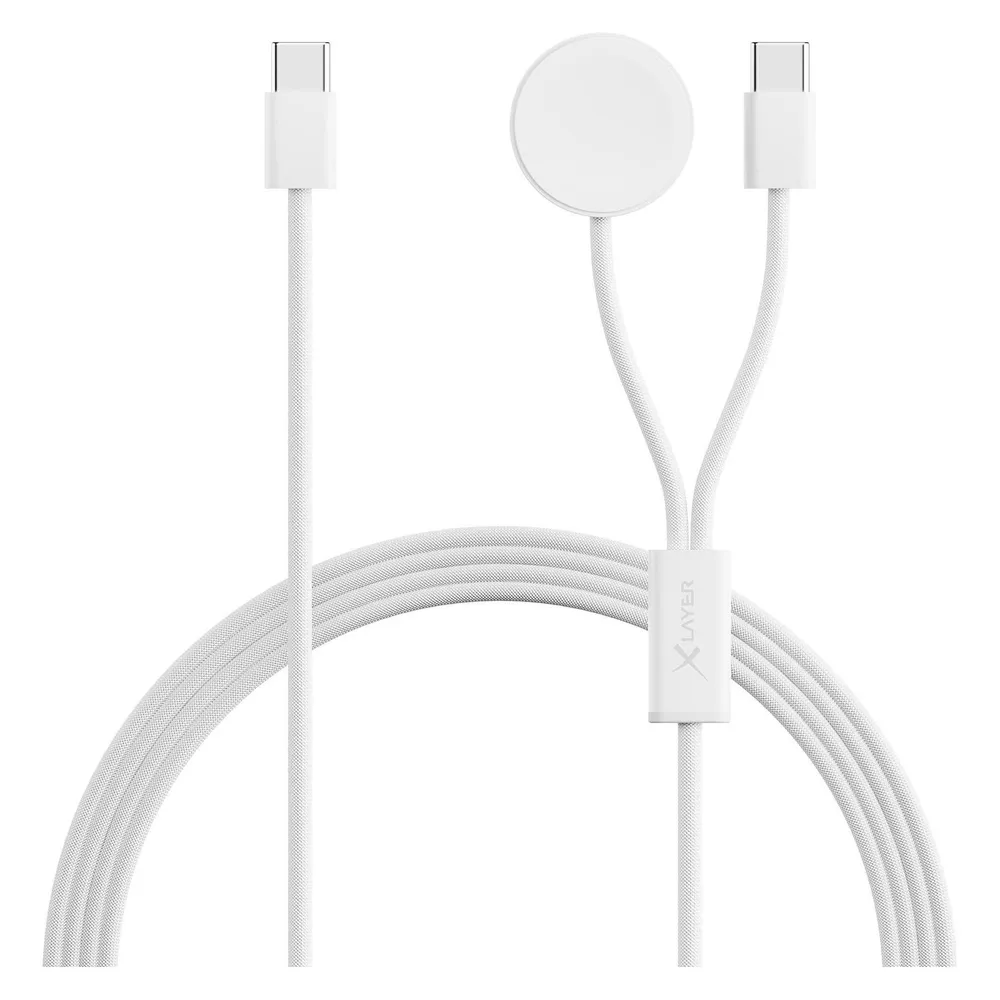 feingewebtes 2 in 1 Premium-Kabel mit USB Typ C & Apple Watch Charger