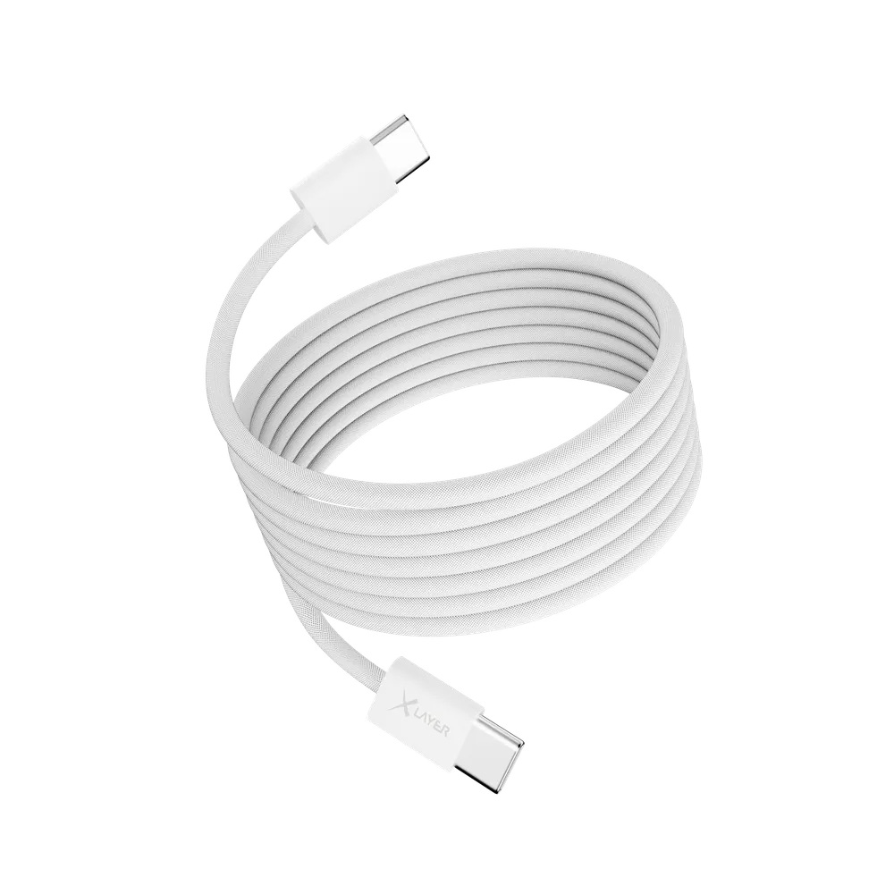 feingewebtes magnetisches USB Typ C zu Typ C Ladekabel, 1,5m, weiß
