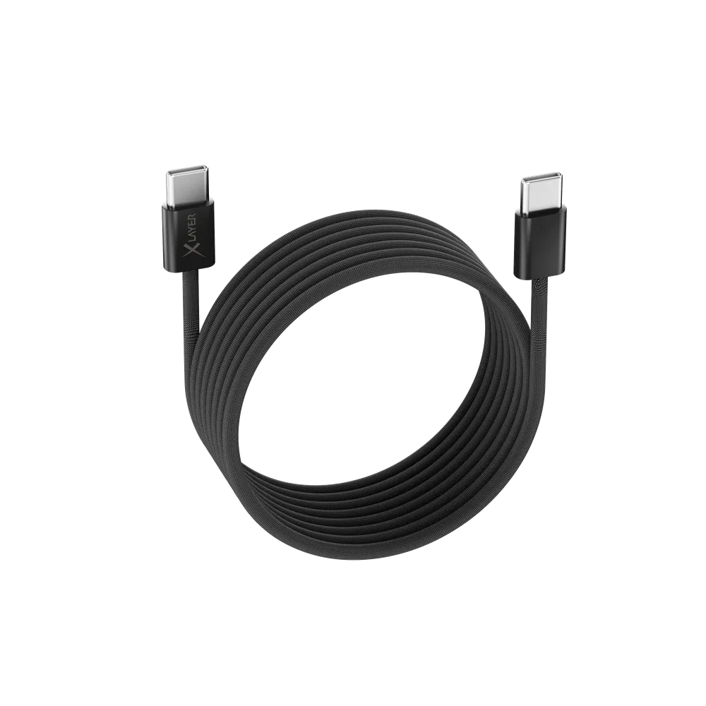 feingewebtes magnetisches USB Typ C zu Typ C Ladekabel, 1,5m, schwarz