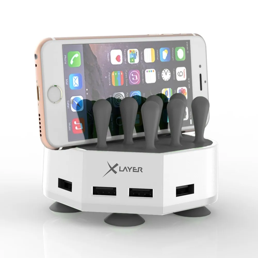 Ladegerät (USB-A) Family Charger Mini, 4-Port USB, grau-weiß