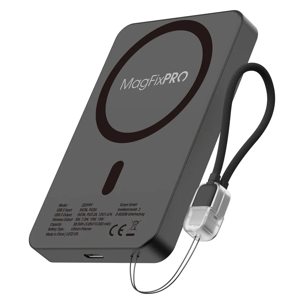 MagFix Pro Powerbank Ultra Slim 10.000 mAh schwarz