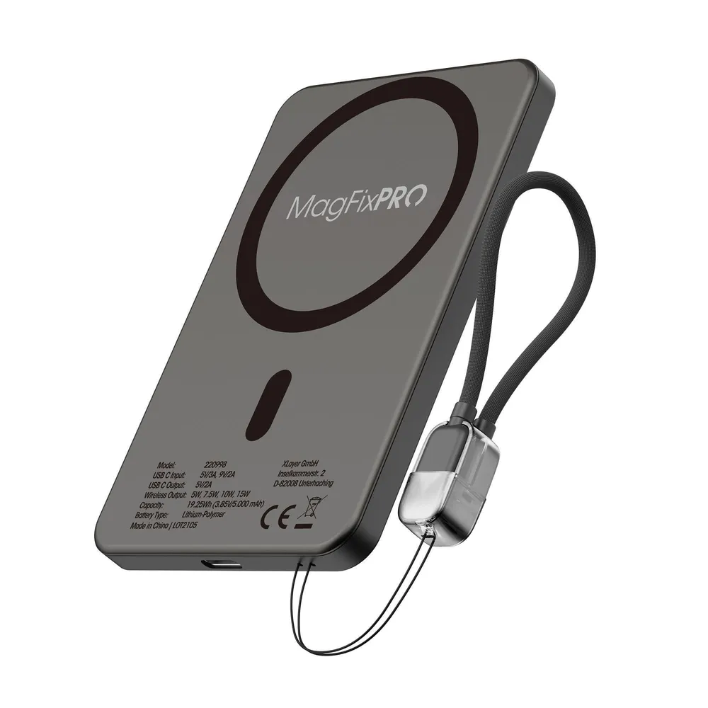 MagFix Pro Powerbank Ultra Slim 5.000 mAh schwarz