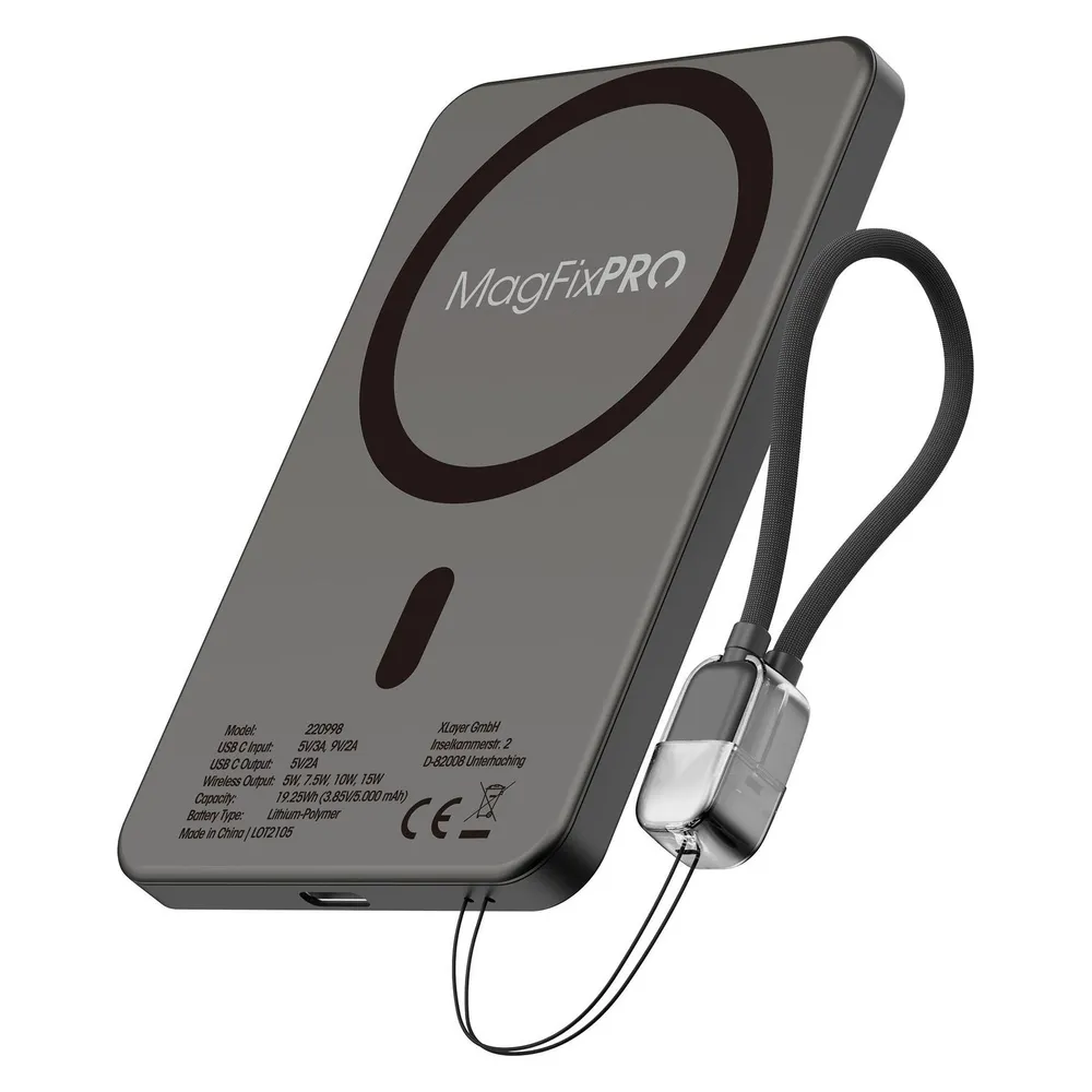 MagFix Pro Powerbank Ultra Slim 5.000 mAh schwarz