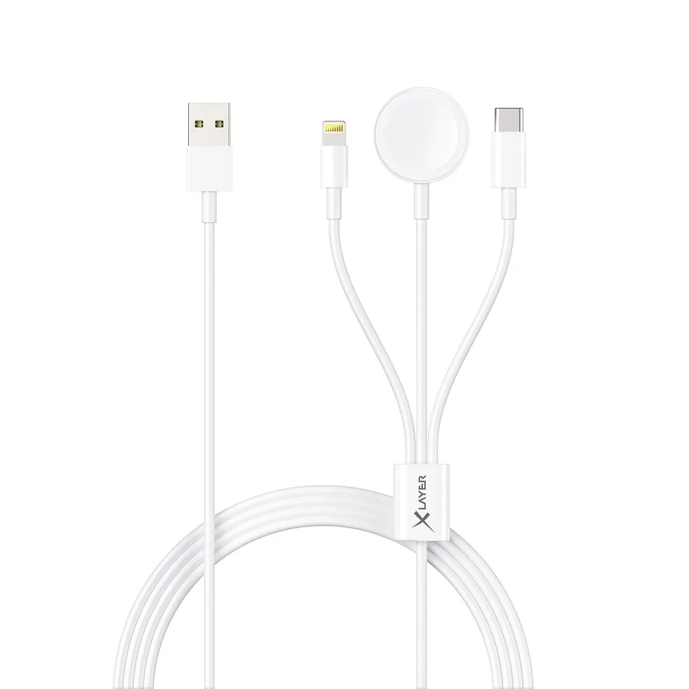 Octopus 3-IN-1 Multi-USB Ladekabel Apple, 1,5 m, weiß