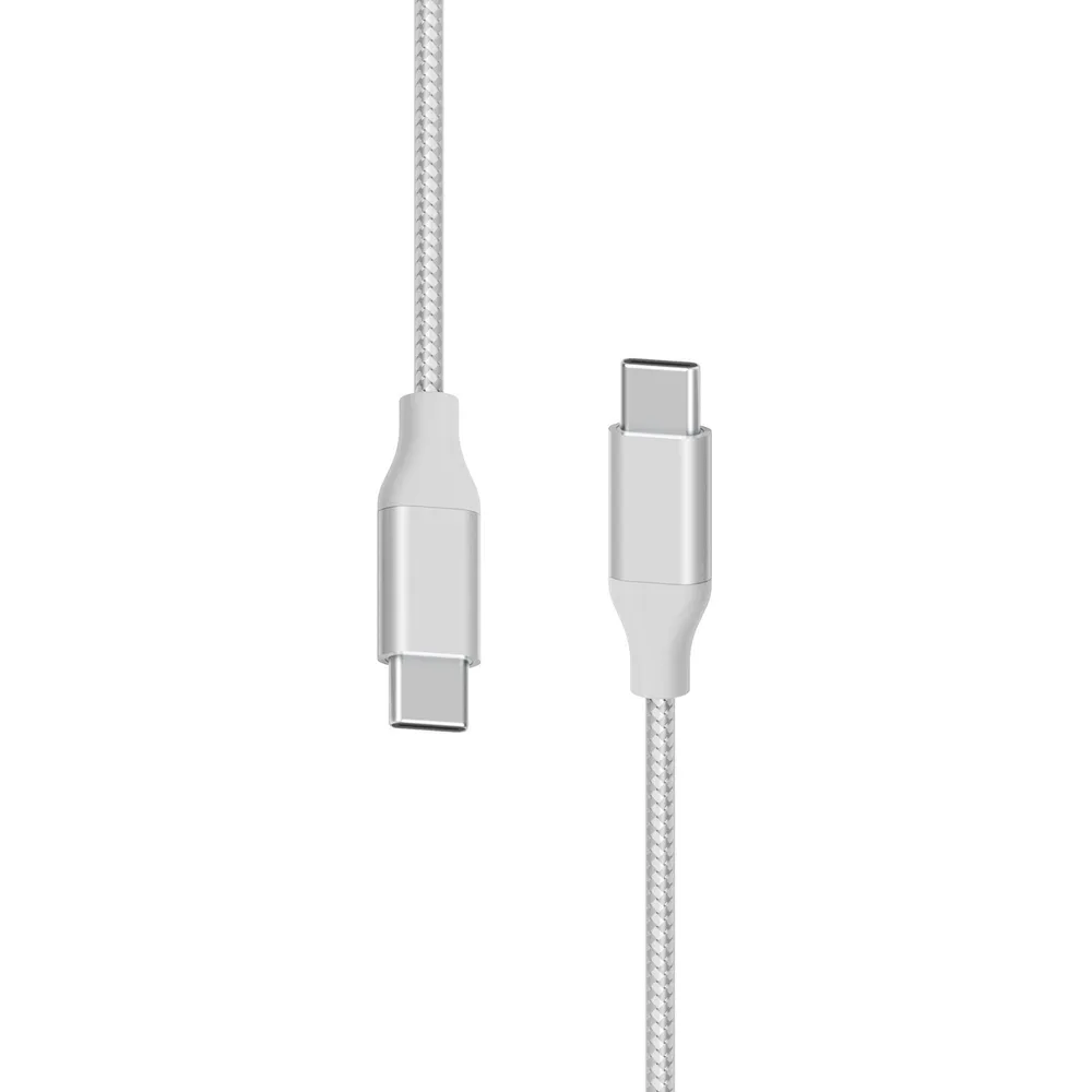 PREMIUM Metallic USB-C-Kabel, 1,5 m, Fast Charging 3A/USB 2.0, Silber