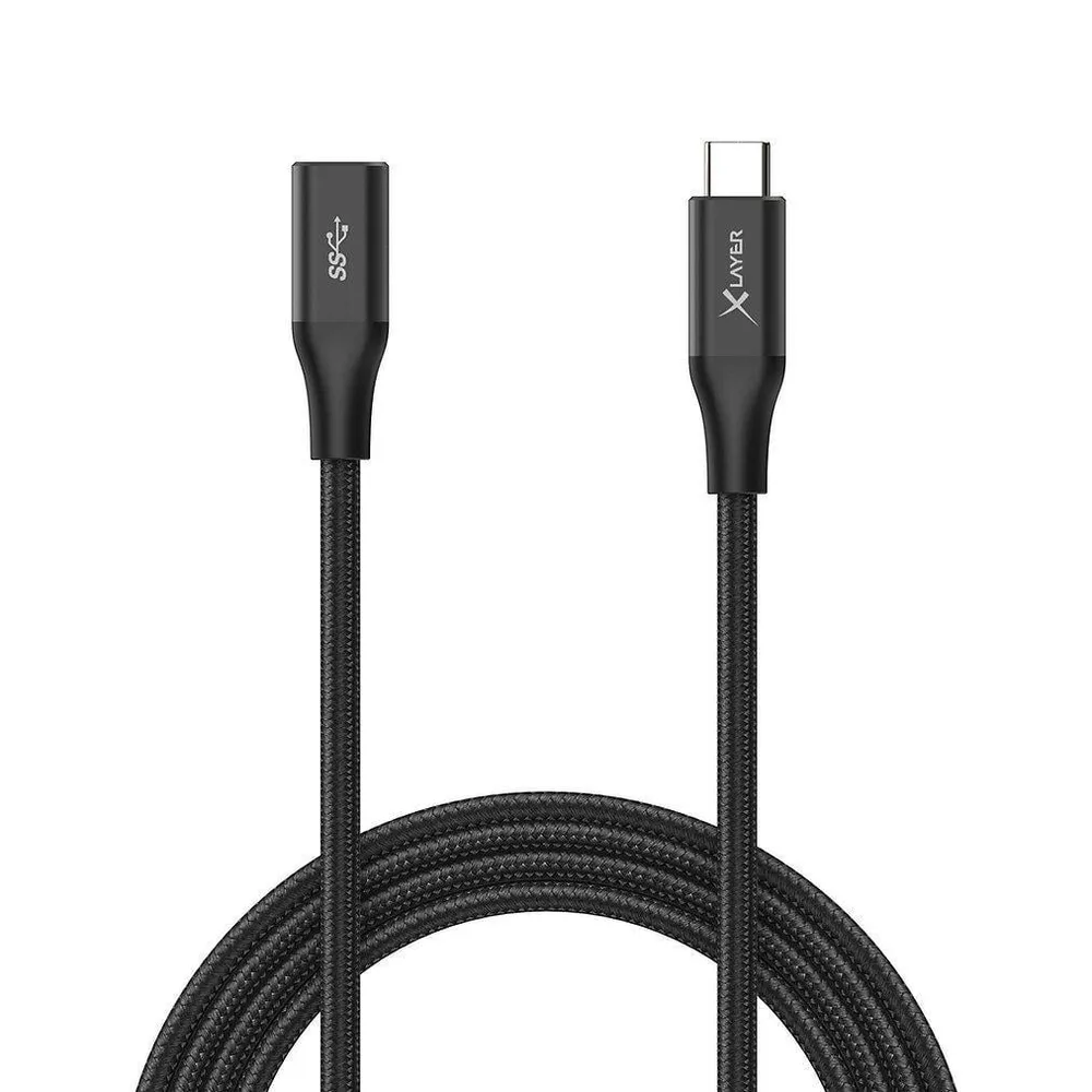 USB C-Verlängerungskabel für Audio-, Video- & Datenübertragung, 1,5 m , Schwarz