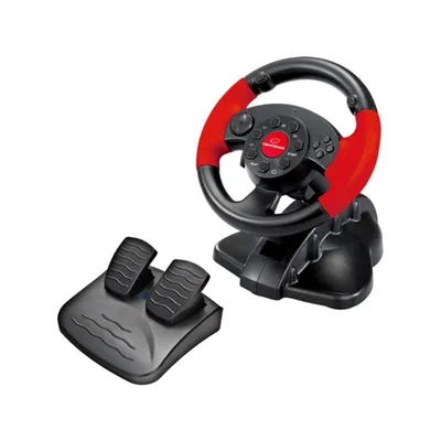 Lenkrad xlyne EG103 Gaming PC PS2 PS3 13 Tasten Vibration Schwarz Rot