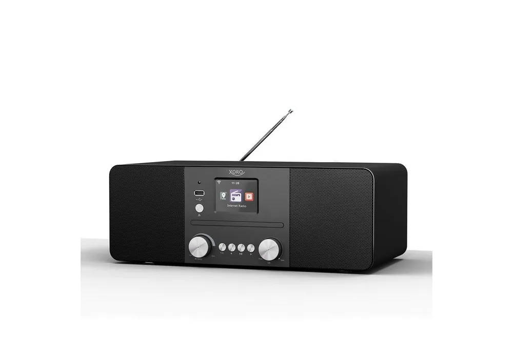 Xoro HMT 620 All-in-One Internet-Radio (Digitalradio (DAB), FM-Tuner, Internetradio, Service Following, Senderspeicher (250 Internet / 99 DAB+/FM), 20 W, CD‑Player, DAB+, UKW, Spotify, Bluetooth,Holzgehäuse,Schwarz)