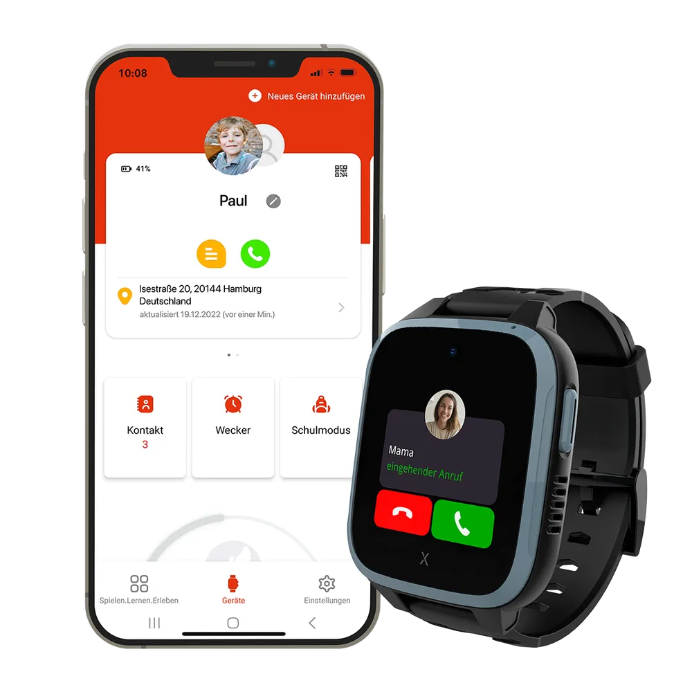 XGO3 Kinder-Smartwatch mit GPS und Armband im Animal Print-Design, Black Panther