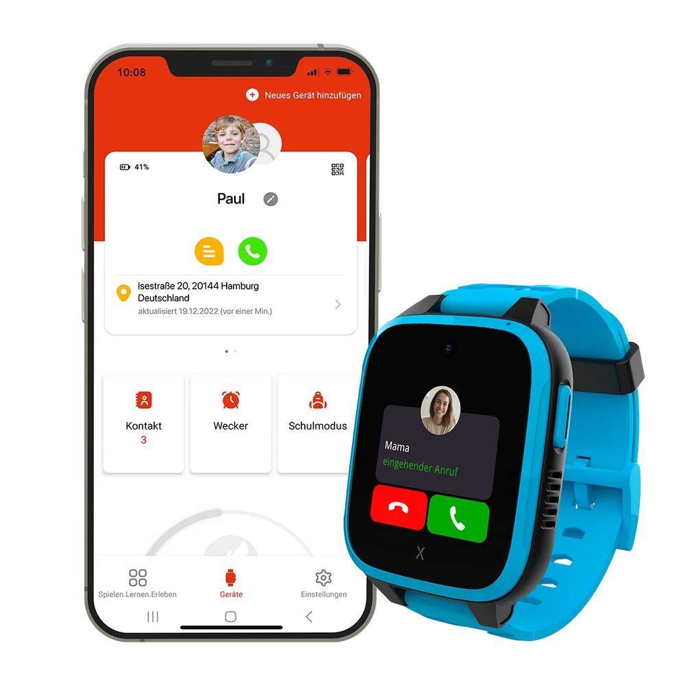 XGO3 Kinder-Smartwatch mit GPS und Armband im Animal Print-Design, Blue Elephant