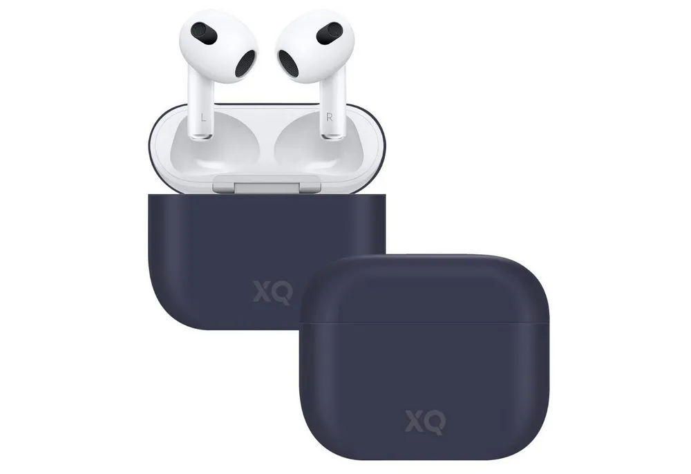 XQISIT Etui Silikon Skin Case Cover Schutz-Hülle Blau Headset (passend für Ladecase Apple AirPods 3 Bluetooth Ohrhörer Kopfhörer)