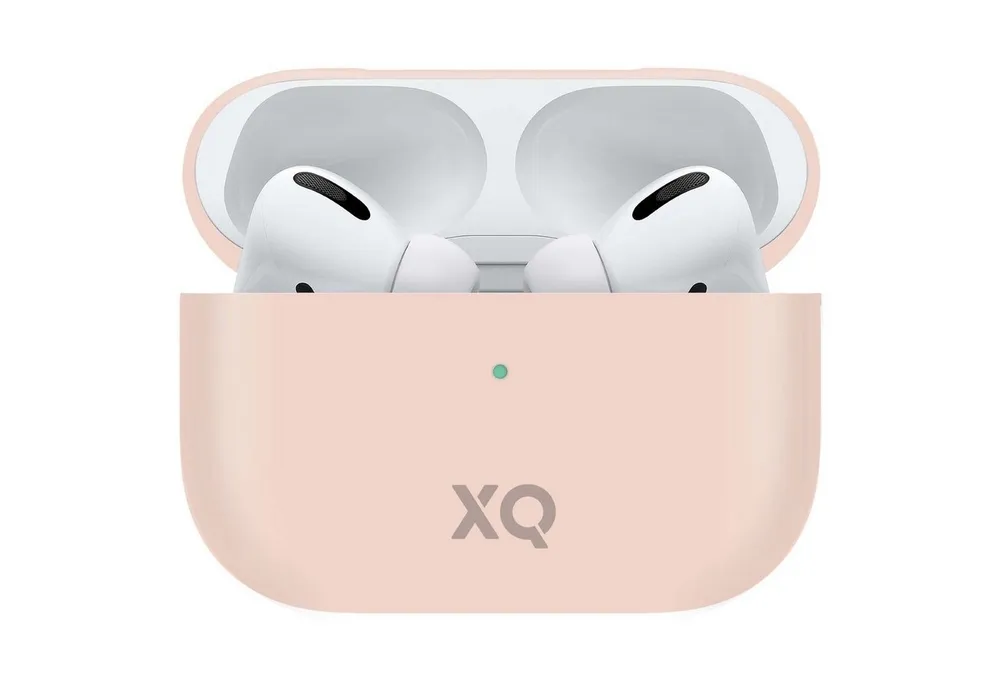 XQISIT Kopfhörer-Schutzhülle Etui Silikon Skin Case Cover Schutz-Hülle Pink, passend für Ladecase Apple AirPods Pro Bluetooth Ohrhörer Kopfhörer