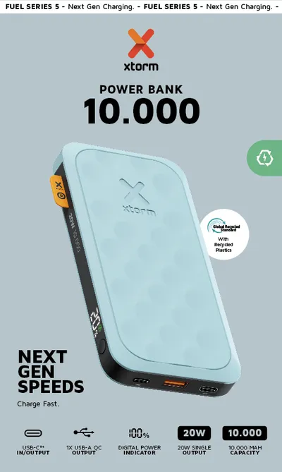 20W Fuel Series Powerbank 10.000mAh Teal Blue (64125)