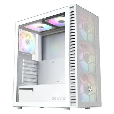 Gehause xyz AIRONE 100 Mesh 6x ARGB Lufter Glas Seitenteil Weiss
