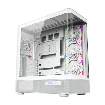 XYZ Quantum Tower Doppelt gebogenes Glas 4xVortex A-RGB ATX/420mm Liquid USB-C Schwarz/Weiß