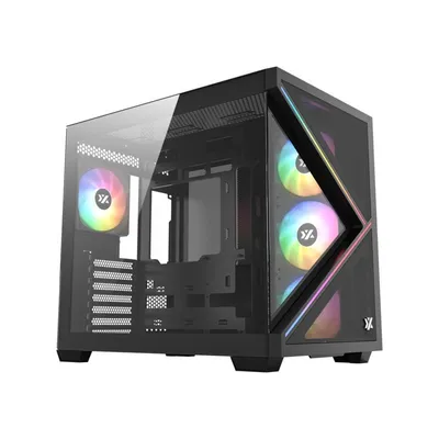 XYZ QUBEX Tempered Glass ARGB USB-C Cubic Mesh ATX-Gehäuse, Schwarz/Weiß