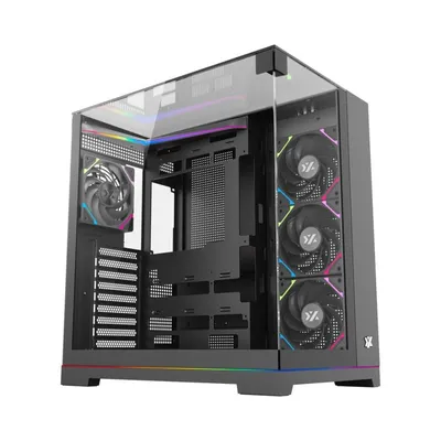XYZ Tesseract Gaming-Gehäuse, 4 A-RGB-Lüfter/3 gehärtetes Glas/ATX/Ultra-Panorama-Panel