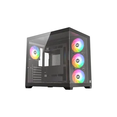 Caja PC xyz TESSERACT X 50 ATX Cube Stahl Schwarz mit Glasfenster und 6 A-RGB Lüftern