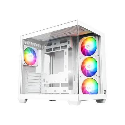 XYZ Tesseract X ATX-Gaming-Gehäuse, gehärtetes Glas, 7 ARGB-Lüfter, USB-C, Doppelkammer