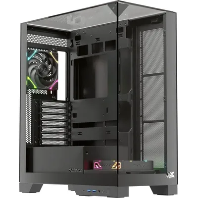 XYZ Trifecta Panorama-ATX-Gaming-Gehäuse, gehärtetes Glas, 2x VORTEX A-RGB, USB-C