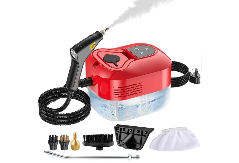 YADIMI Handdampfreiniger 1500W Tragbarer Dampfreiniger mit 1200 ml Wassertank, 1500 W, 6-stufige Leistungsregelung und 3 Bürstenköpfen, Dampfreiniger für Böden, Küche, Fenster, Badezimmer und Auto