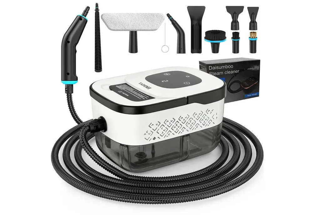 YADIMI Handdampfreiniger 1500W Tragbarer Dampfreiniger mit 1250 ml Wassertank, 1500 W, 6 stufige Leistungsregelung und 10 teiliges Zubehörset, Dampfreiniger für Böden, Küche, Fenster, Badezimmer und Auto