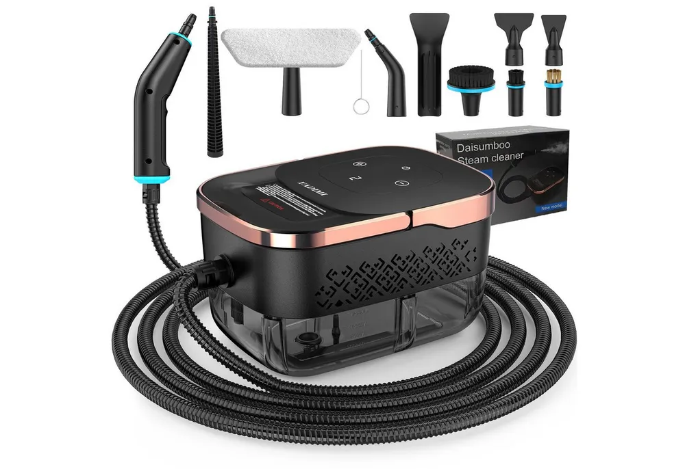 YADIMI Handdampfreiniger 1500W Tragbarer Dampfreiniger mit 1250 ml Wassertank, 1500 W, 6 stufige Leistungsregelung und 10 teiliges Zubehörset, Dampfreiniger für Böden, Küche, Fenster, Badezimmer und Auto