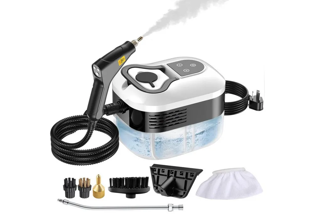 YADIMI Handdampfreiniger 1500W Tragbarer Dampfreiniger mit 1200 ml Wassertank, 1500 W, 6-stufige Leistungsregelung und 3 Bürstenköpfen, Dampfreiniger für Böden, Küche, Fenster, Badezimmer und Auto
