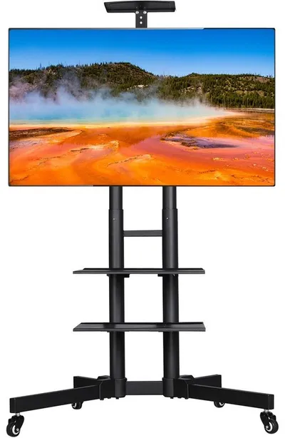 Yaheetech TV-Ständer Höhenverstellbare TV-Halterung mit Doppelstangen, (bis 60 Zoll, TV Standfuß, mobil & schwenkbar für 30 – 60 Zoll)
