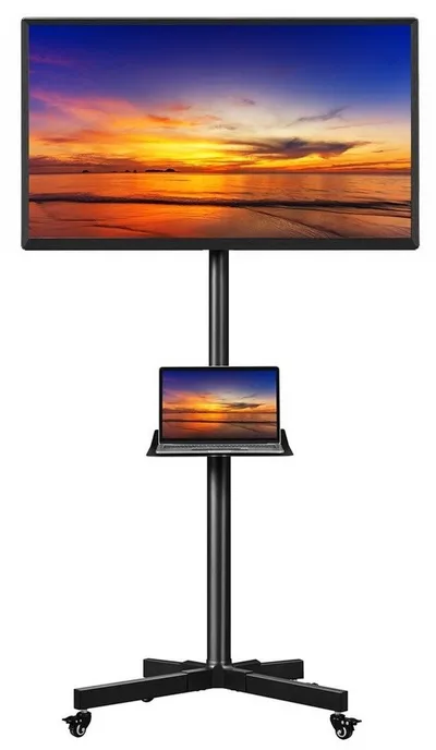 Yaheetech TV-Ständer Mobile TV-Halterung mit Ablageplatte, (bis 60 Zoll, TV-Standfuß, höhenverstellbar & winkeleinstellbar)