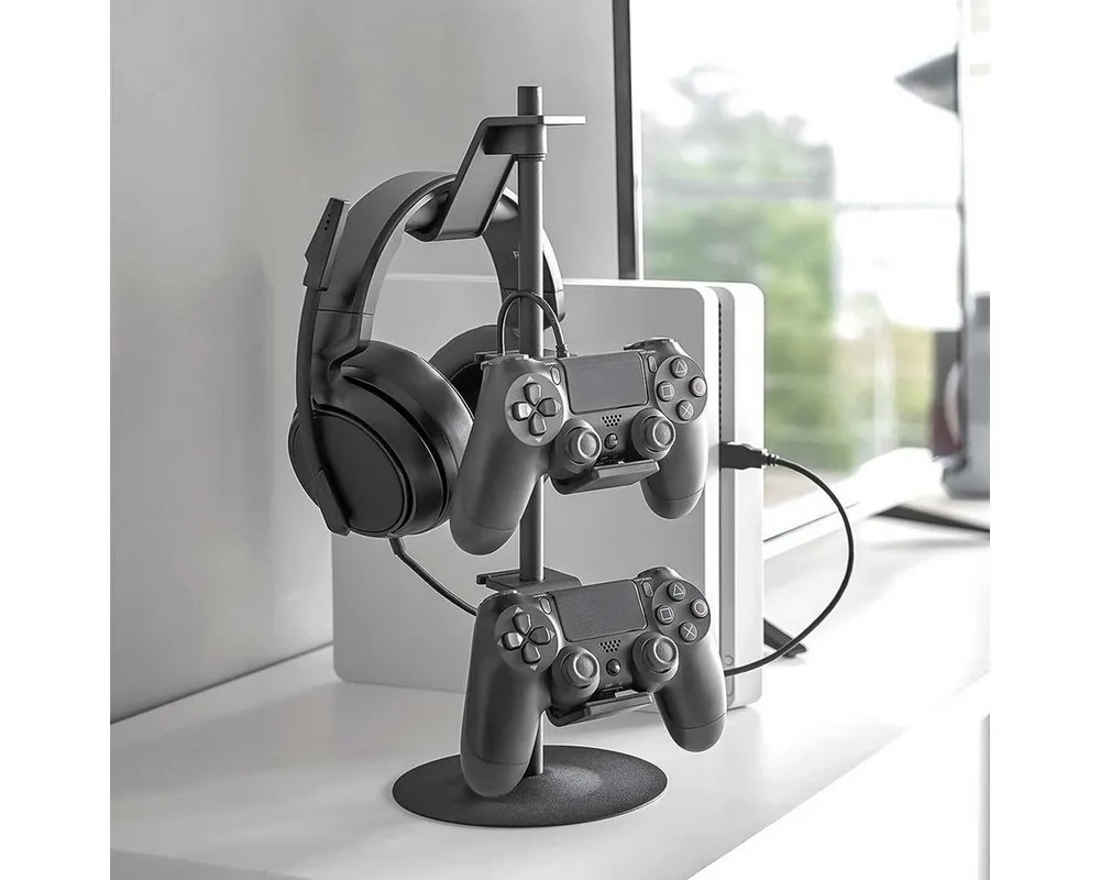 Yamazaki Controller-Halterung Tower, (bis 1 Zoll, -, Ständer, Headsethalterung, 3 Ablagen)