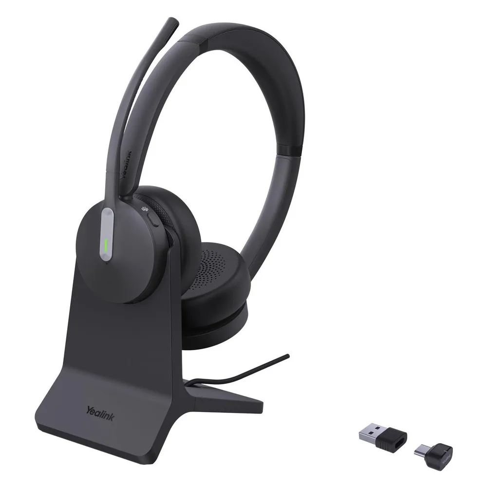 Auriculares Yealink BH70 Dual inalámbricos USB-C/A para oficina con Cancelación de Ruido y base de carga negros