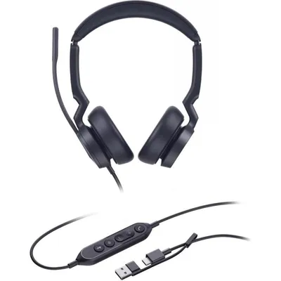 Yealink UH46 Dual USB-C Headset mit Kabel, Geräuschunterdrückung, Mikrofon, Büro und Callcenter