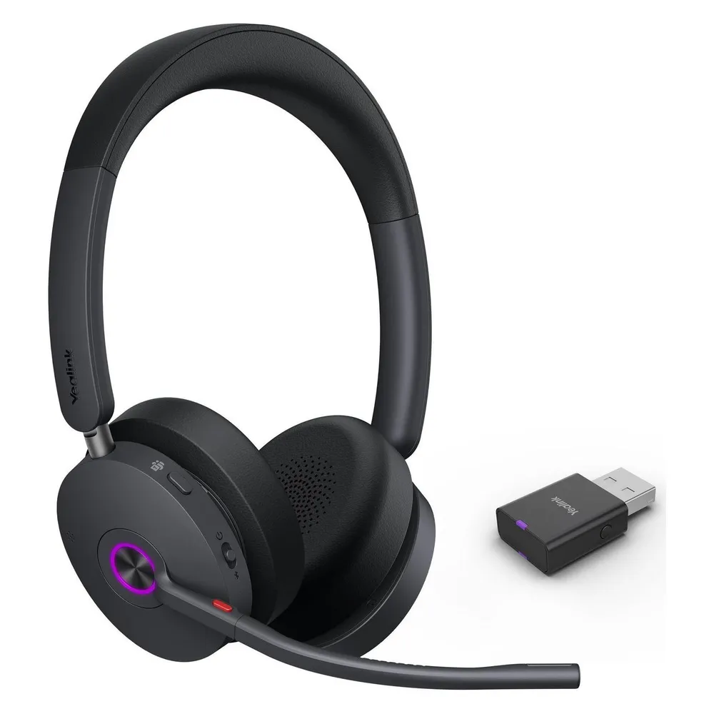 Auriculares Yealink WH68 Hybrid Teams inalámbricos USB-C/USB-A para oficina con Cancelación de Ruido negros