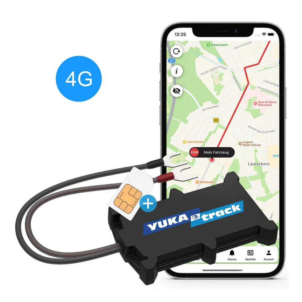 YUKAtrack easyWire (4G) - Fahrzeug GPS Ortung Europaweit - Schwarz