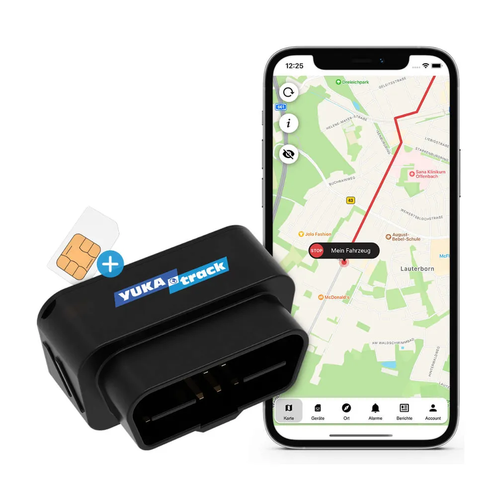 YUKAtrack OBD2 (2G) - Fahrzeug GPS Ortung Europaweit - Schwarz