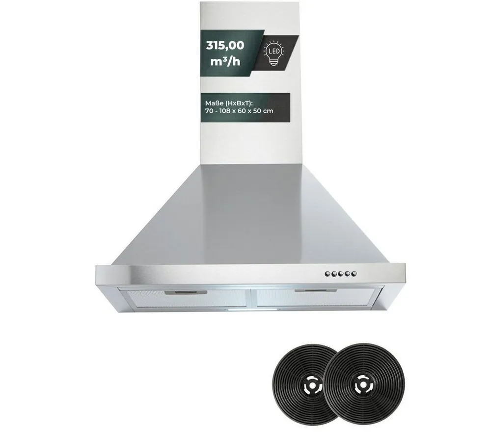 YUNA Kopffreihaube Yuna Davina WH60A Dunstabzugshaube inkl. Kohlefilter Yuna Davina WH60A Dunstabzugshaube inkl. Kohlefilter