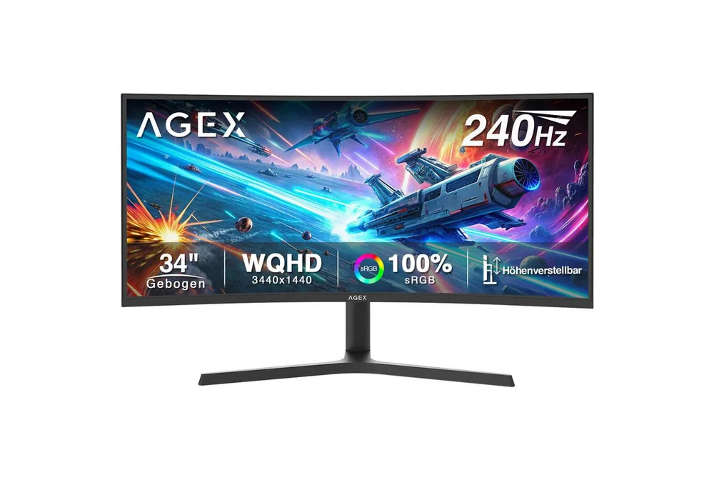 Z-EDGE 34 Zoll 1500R Curved Monitor 240Hz, höhenverstellbarer Standfuß Curved-Gaming-Monitor (86,36 cm/34 ", 3440 × 1440 px, UWQHD, 1 ms Reaktionszeit, 240 Hz, VA‑Panel, VA-Panel 1ms MPRT FreeSync HDR VESA‑kompatibel)