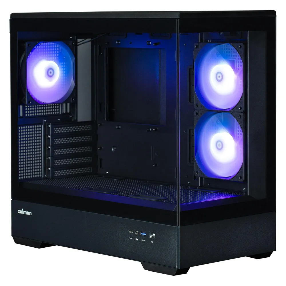 Zalman P30 Matx Gehäuse 3xVent 120mm Argb 2xUSB 3.0 Schwarz Ohne Netzteil