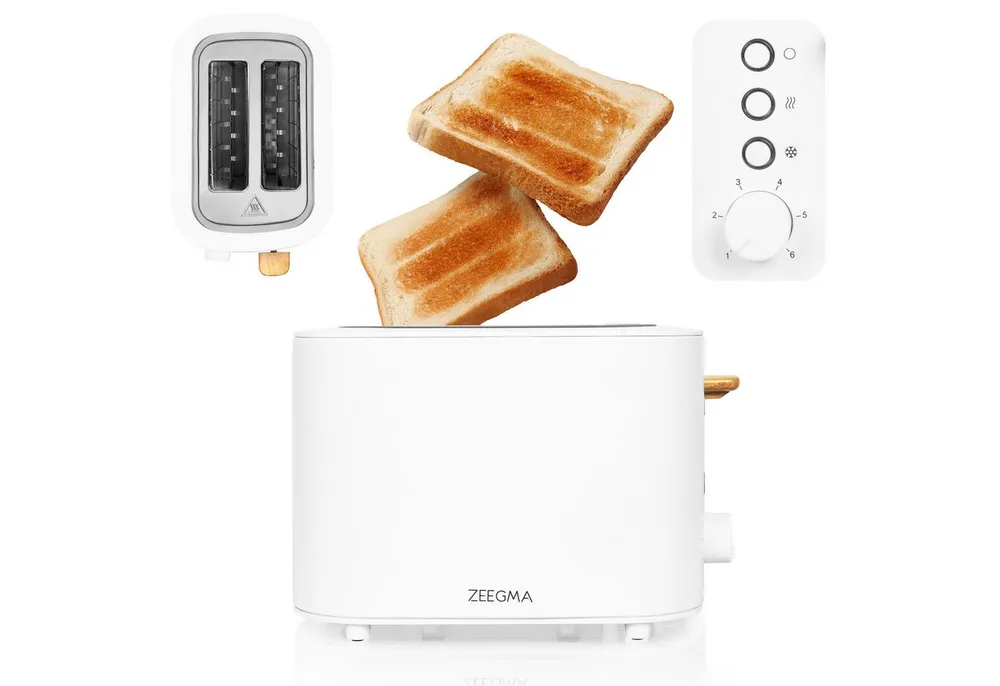 Zeegma Toaster TOSTEE, 2 kurze Schlitze, für 2 Scheiben, 1500,00 W, 1250-1500W/Krümelfach/Auftau- & Aufwärmfunktion