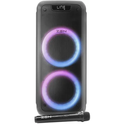 Zen Phoenix Bluetooth-Lautsprecher mit LED-Beleuchtung und kabellosem Mikrofon, 25 W RMS, Schwarz