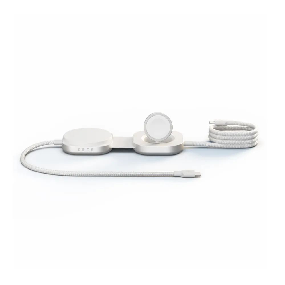 Zens Charging Cable USB C-C Pro 3 - USB-C auf USB-C-Ladekabel mit Qi2, für 3 Geräte - Weiß
