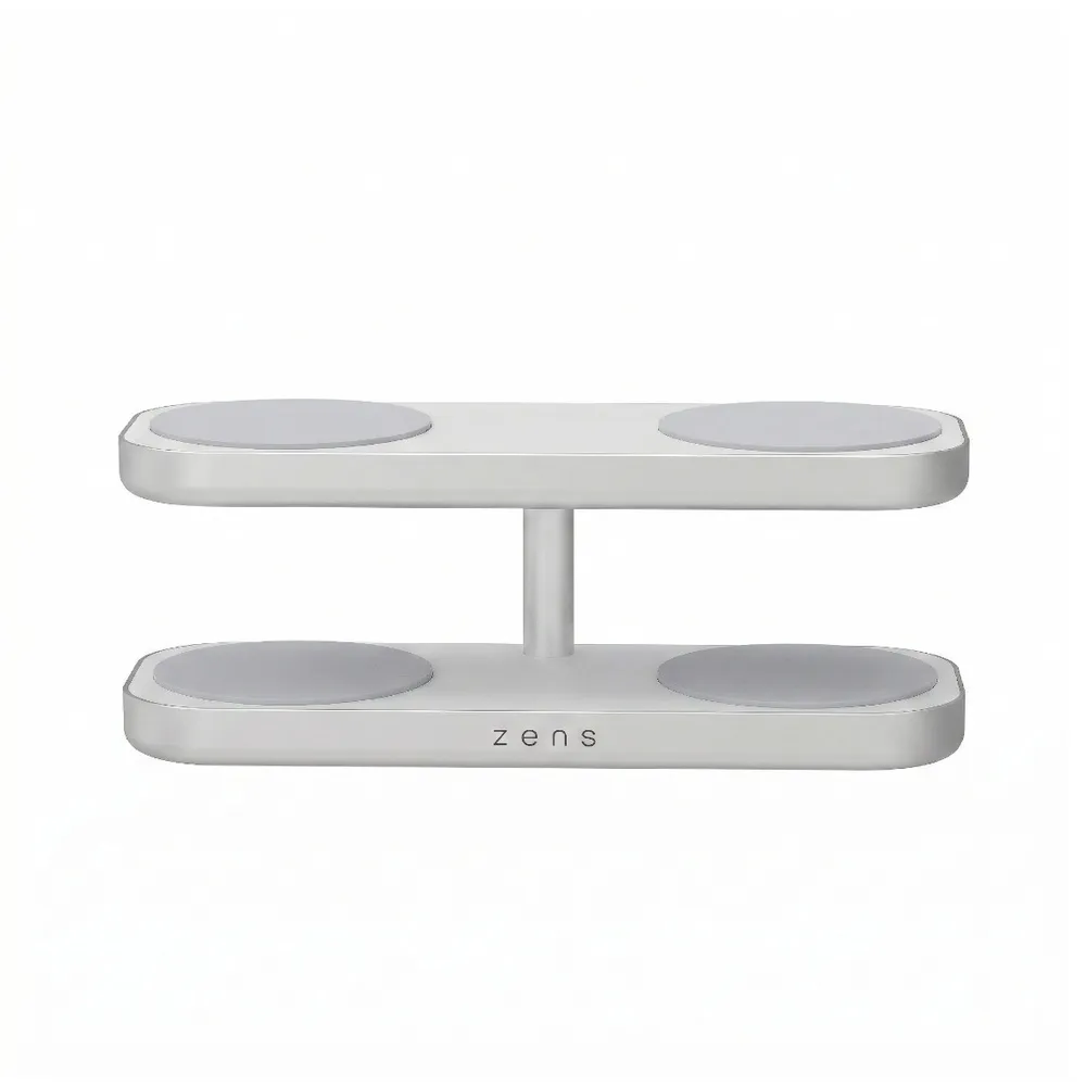 Zens Quattro Wireless Charger Pro 4 - Kompakte 4-in-1 Ladestation mit Qi2 - Weiß