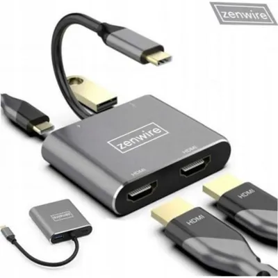 USB-C Adapter Zenwire 4 in 1 2 HDMI USB 3.0 Power Delivery 87W