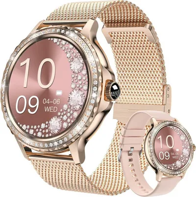 Zevelora Damen's IP68 wasserdichte Fitness-Tracker Telefonfunktion Smartwatch (1,3 Zoll, Android/iOS), mit austauschbarem weichem Silikonarmband, mit Blutsauerstoff Herzfrequenz Schlafüberwachung Mehrere Sportmodi