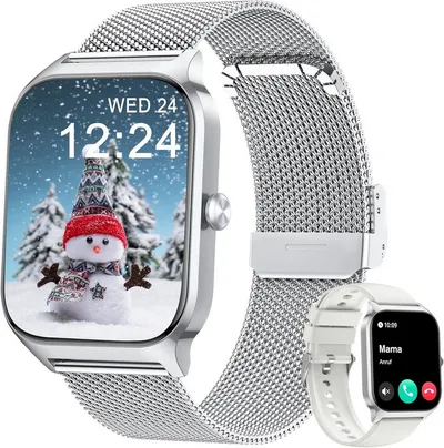 Zevelora Damen's Telefonfunktion IP68 wasserdicht Fitness Tracker Smartwatch (1,83 Zoll, Android/iOS), mit Menstruationszyklus Herzfrequenz Schlafmonitor SpO2 Schrittzähler