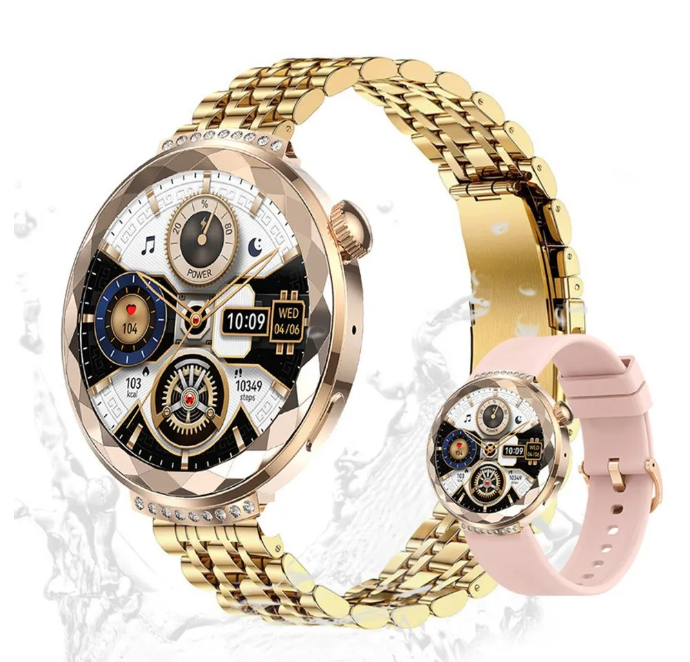 Zevelora Elegant Damen's Telefonfunktion 180mAh Prämie Smartwatch (1,19 Zoll, Android/iOS), Elegantes Handgelenkgerät mit Fitness-Tracking & Premium Funktionen