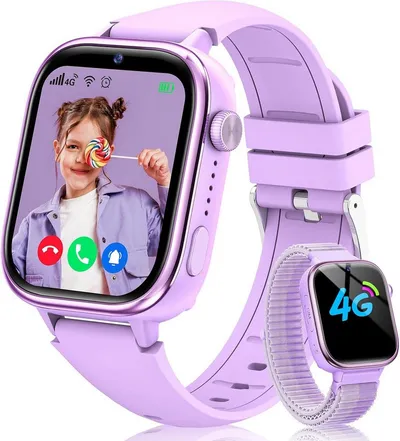 Zevelora GPS und Telefon, SOS Funktion Kinder Smartwatch (1,83 Zoll, 4G), mit Videoanrufe, Nachrichten, Schulmodus, Wecker, Kamera Schrittzähler